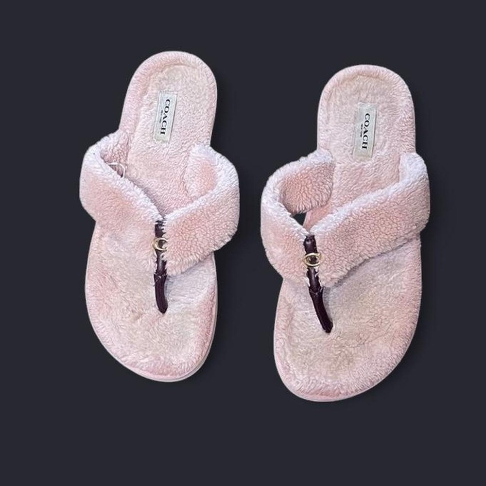 Coach Pink Fuzzy Slippers